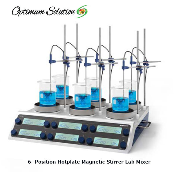 6-Position Hotplate Magnetic Stirrer - 1500 rpm - 20 L