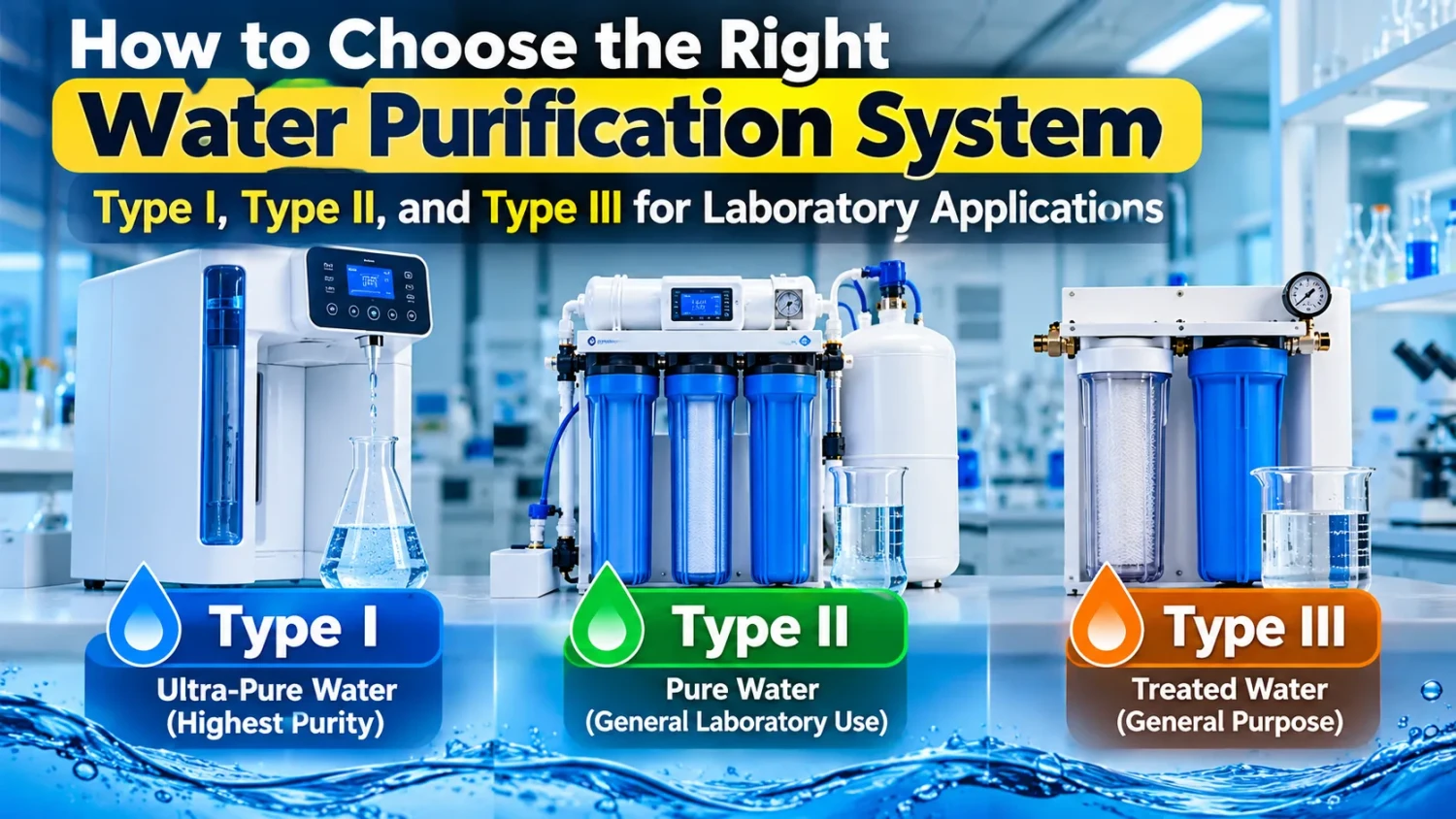 How to Choose the Right Water Purification System (Type I, Type II, and Type III) for Laboratory Applications