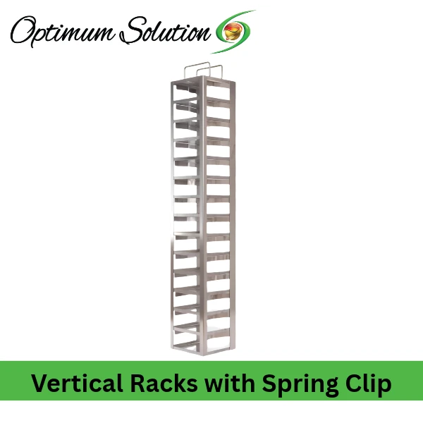 Vertical Cryo Rack: Spring Clip Storage Rack for 2-Inch Boxes – 7 to 16 Box Capacity, Stainless Steel
